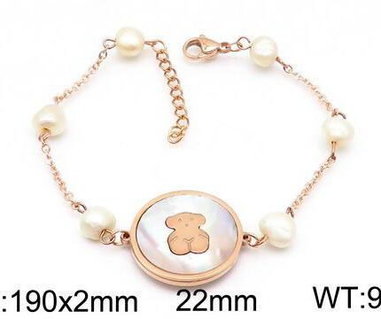 TOUS 925 Silver Spanish Bear Silver White Zircon Round Brand Pearl Adorned Bracelet