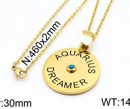 TOUS stainless steel circular pendant with customizable text