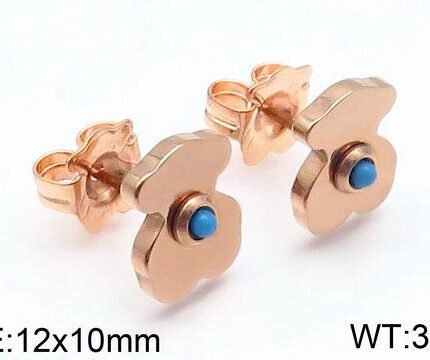 TOUS 925 Silver Spanish Bear Blue Zircon Inlaid Earrings