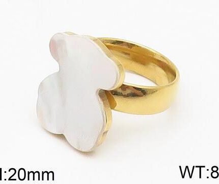 TOUS Stainless Steel Silver Zircon Bear Ring