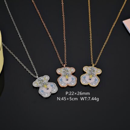 TOUS 925 Silver Spanish Bear Dopamine Colored Graphic Necklace Pendant