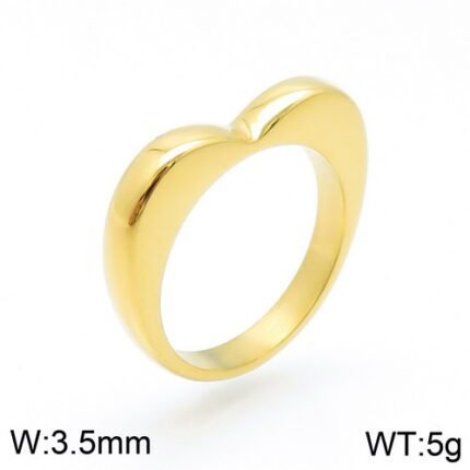 TOUS stainless steel material simple heart-shaped hollow ring