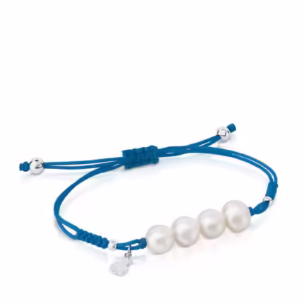 TOUS Basics blue cord bracelet with pearls