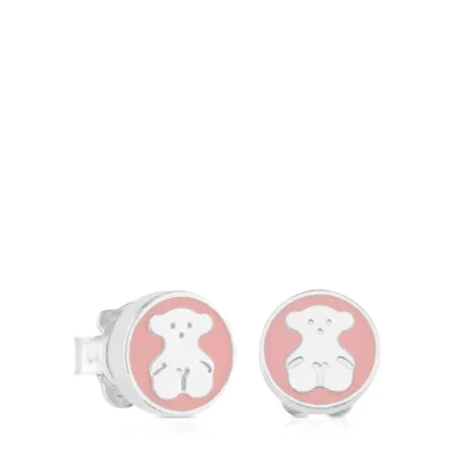 Silver Spot Earrings with Enamel