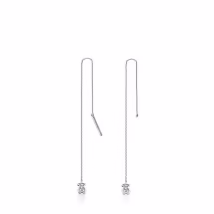 White Gold TOUS Puppies long Earrings with Diamonds Bear motif