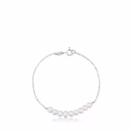 Silver Straight Bracelet with Pearl