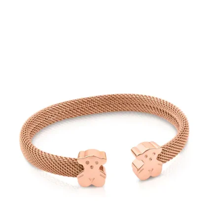 Steel and Rose Vermeil Silver TOUS Mesh Bracelet with Bear motifs