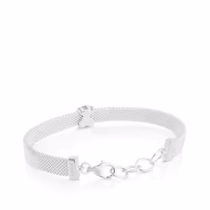 Mesh Silver Bracelet with bear motif