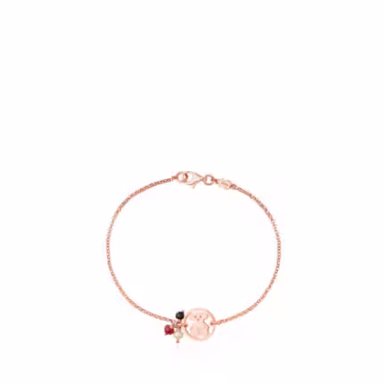 Rose Vermeil Silver Camille Bracelet with Onyx, Ruby and Pearl