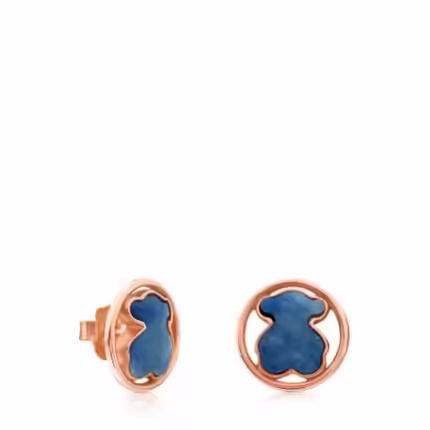 Rose Vermeil Silver Camille Earrings with Quartz with Dumortierite