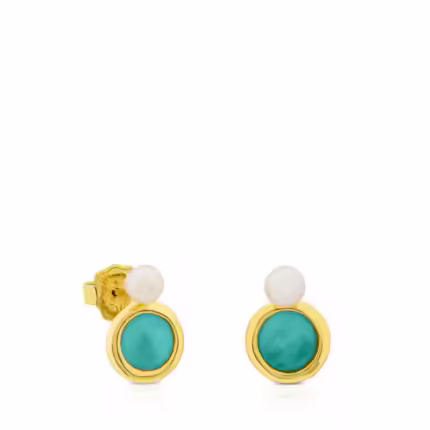 Vermeil Silver Alecia Earrings with Pearl and Amazonite