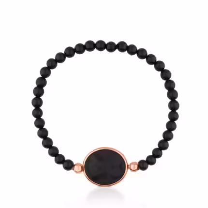 Rose Vermeil Silver Camee Bracelet with Onyx