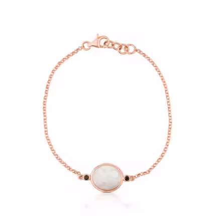 Rose Vermeil Silver Camee Bracelet with Mother-of-Pearl and Spinel