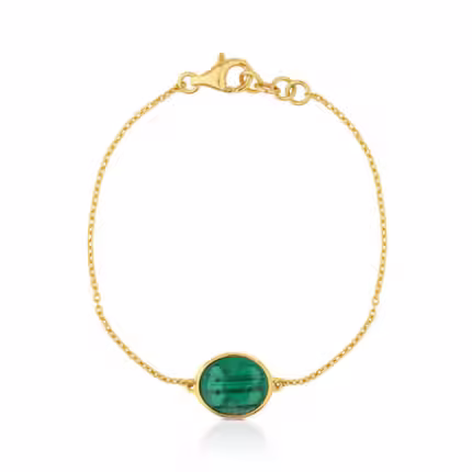 Vermeil Silver Camee Bracelet with Malachite