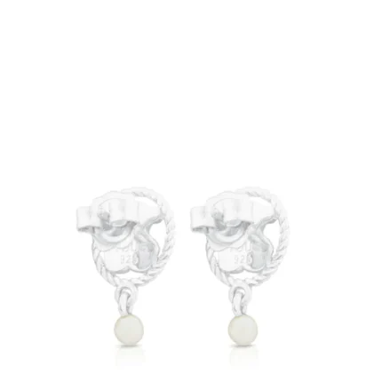 Silver Camee Earrings with Pearl