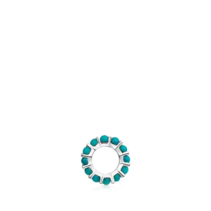 Small Silver Shield Pendant with Turquoises