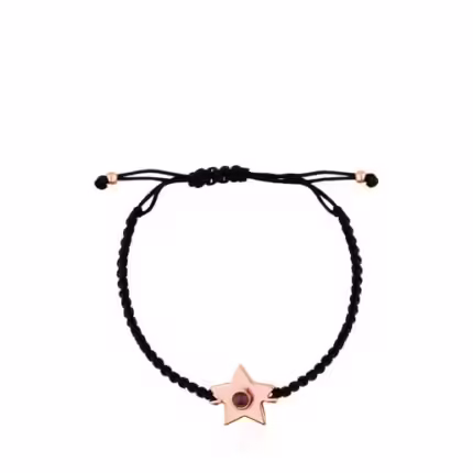 Rose Vermeil Silver Super Power Bracelet with Cord and Ruby