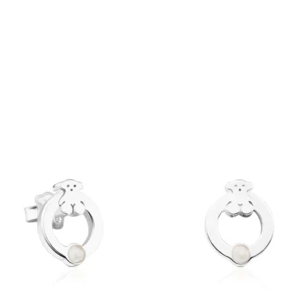Silver TOUS Super Power Earrings with Pearls Bear motif