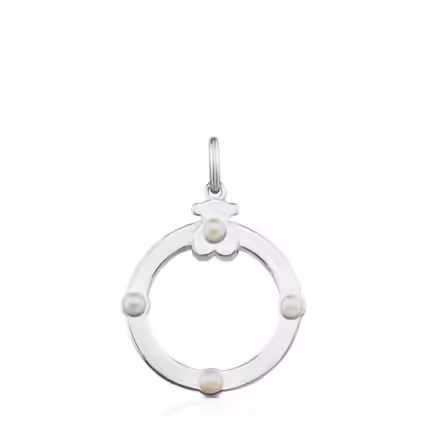 Large Silver Super Power Pendant with Pearls