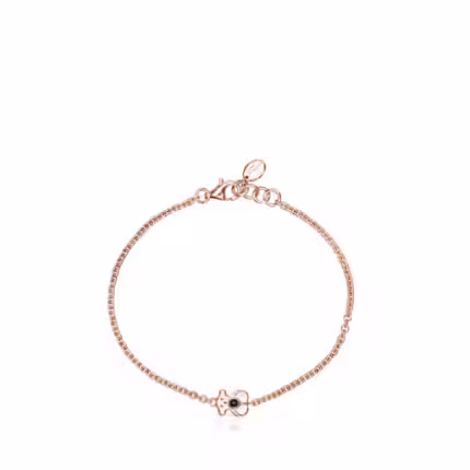 Rose Silver Vermeil Real Sisy Bracelet with Onyx