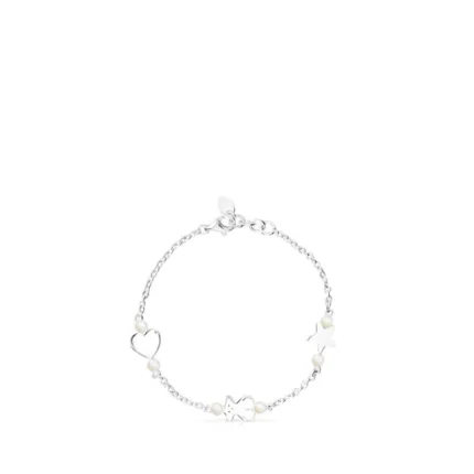Silver TOUS Real Sisy Bracelet with Pearls 17,5cm.