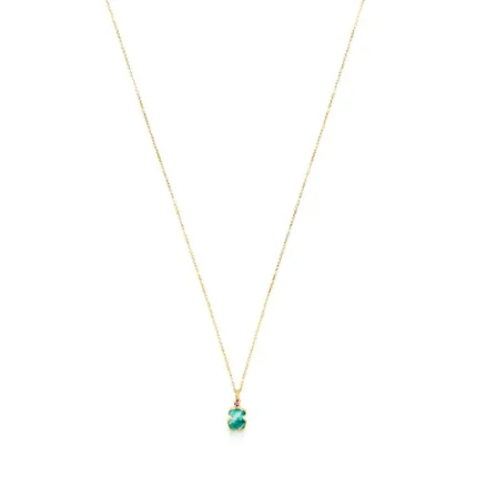 Gold TOUS Color Necklace with Amazonite and Ruby