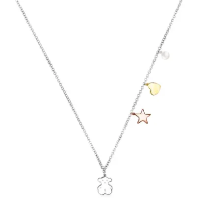 Silver Sweet Dolls Necklace with Silver Vermeil, Rose Silver Vermeil and Pearl
