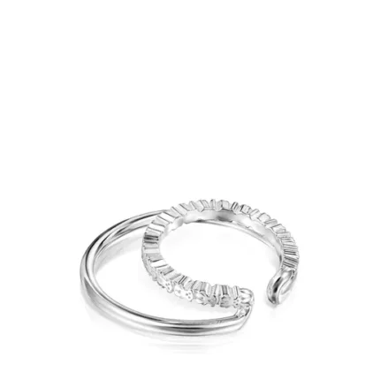 Silver Straight double Earcuff