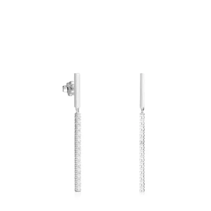 Long Straight bar Earrings in Silver