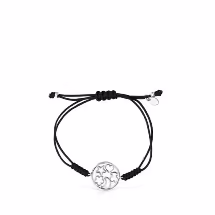Silver and black Cord Silueta Bracelet