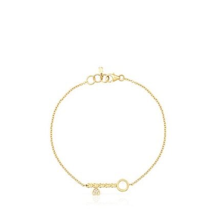 Gold San Valentín key Bracelet with Diamonds