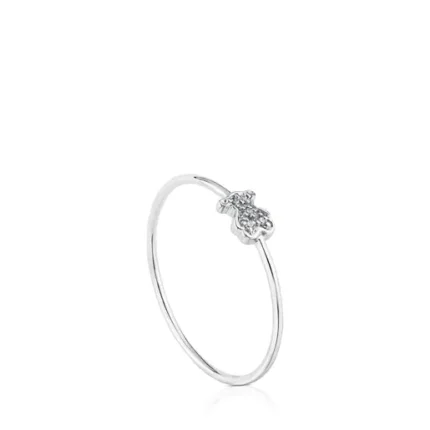 White Gold TOUS Puppies Ring with Diamonds Bear motif