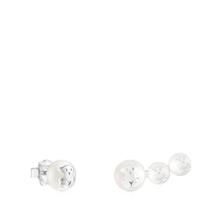 Silver and Pearl Icon Pearl Earrings