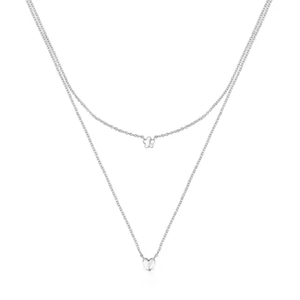 Silver Mini Icons flower-heart Necklaces set