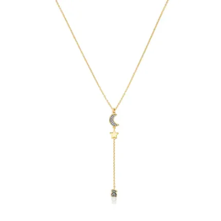 Silver Vermeil Nocturne Necklace with Diamond charms