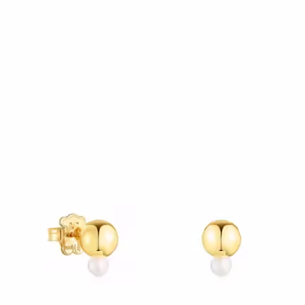 Silver Vermeil Gloss Earrings with small Pearl