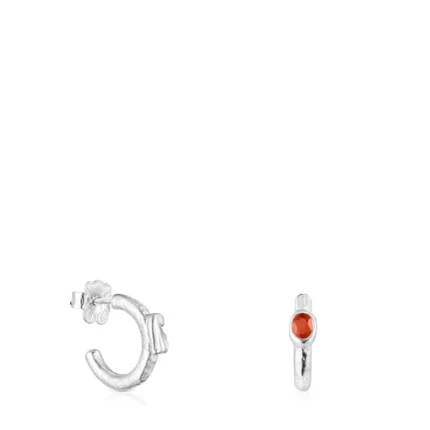 Silver Oceaan Duna Hoop earrings with carnelian