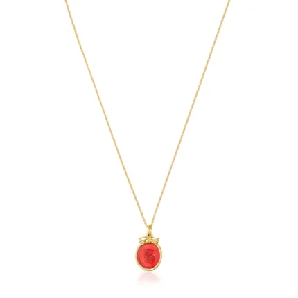 Silver vermeil Oceaan Color cameo Necklace with pink glass