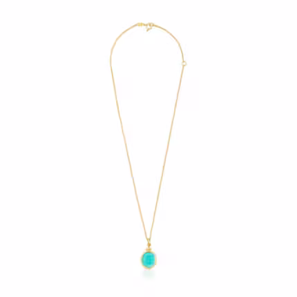 Silver vermeil Oceaan Color cameo Necklace with green glass