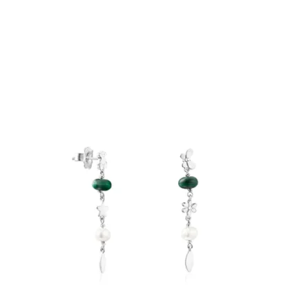 Silver Fragile Nature Earrings with Gemstones