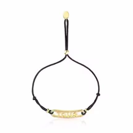 Black nylon Bracelet with silver vermeil and diamonds Logo