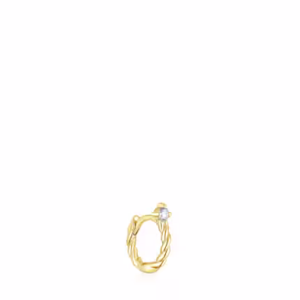 Gold Twisted Hoop earring with diamond