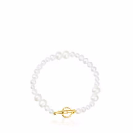 Cultured pearl Lure Bracelet with silver vermeil