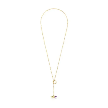 Gold Lure Necklace with gemstones