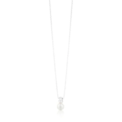 Silver TOUS Sweet Dolls Necklace with Pearls and Bear motif