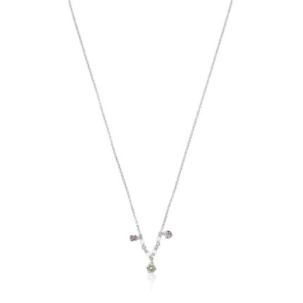 Silver TOUS New Motif Necklace with gemstones and pearls