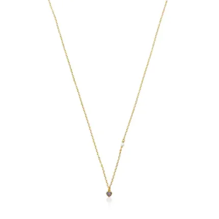 Silver vermeil TOUS New Motif Necklace with amethyst heart