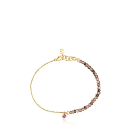 Gold TOUS Cool Joy Bracelet with smoky quartz and rhodolite