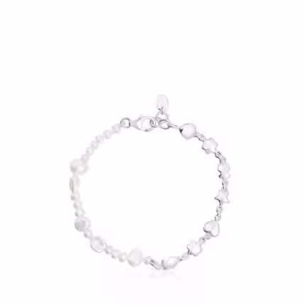 Silver and cultured pearls Mini Icons Bracelet with charms