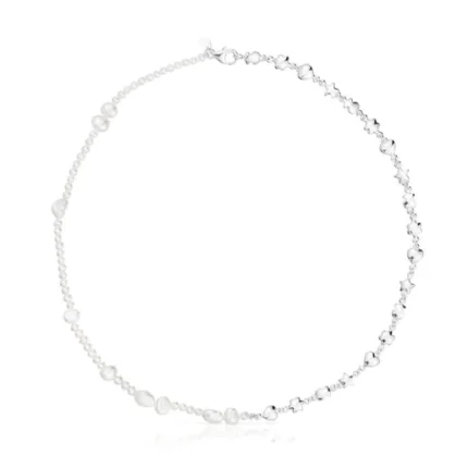 Silver and cultured pearls Mini Icons Necklace with charms